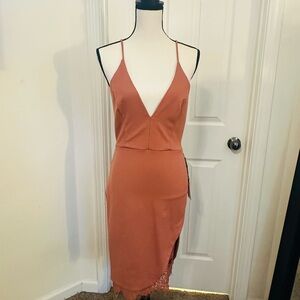 Elegant Spaghetti Strap Dress in Rust